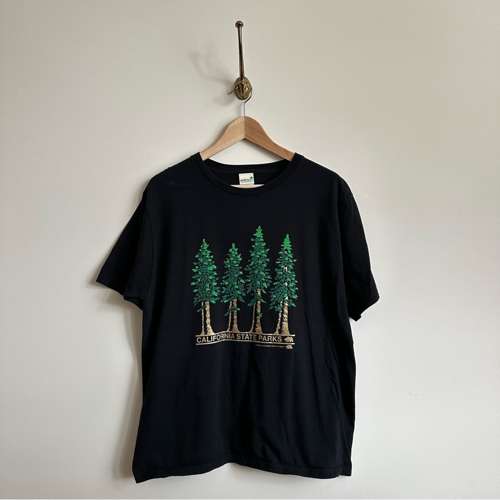 Anvil Black Tee with Green Tree Design